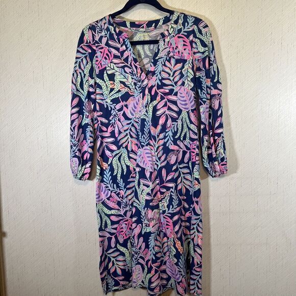 Lilly Pulitzer  You've Been Spotted KIERNA DREE Knee Length Notch Neck Size XS‎ - Picture 1 of 10
